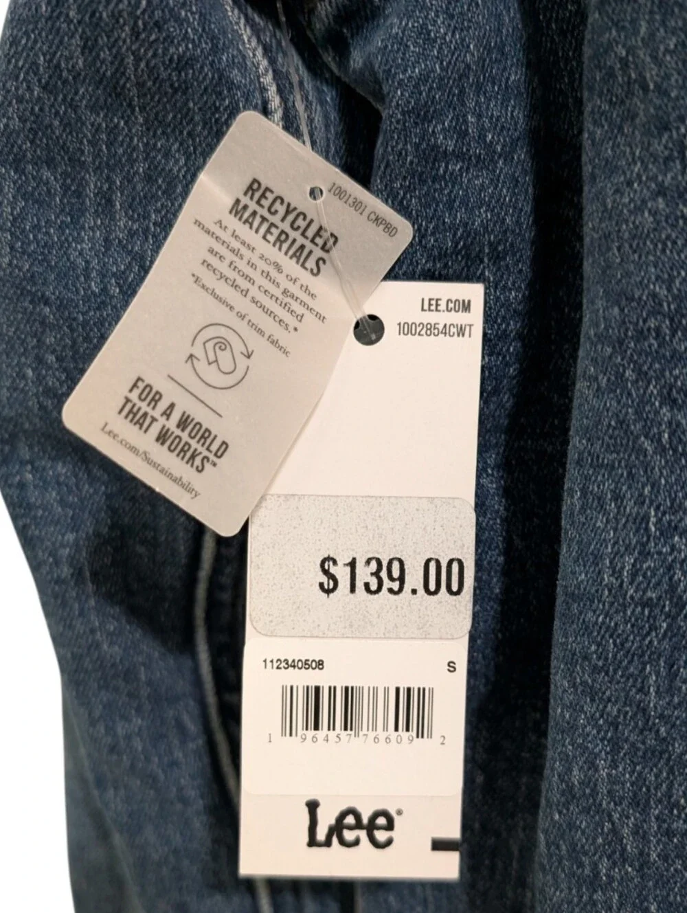 Lee Reversible Denim & Sherpa Fleece Jacket Men's Size S NWT
